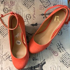 Wedge strap shoes coral with ankle strap